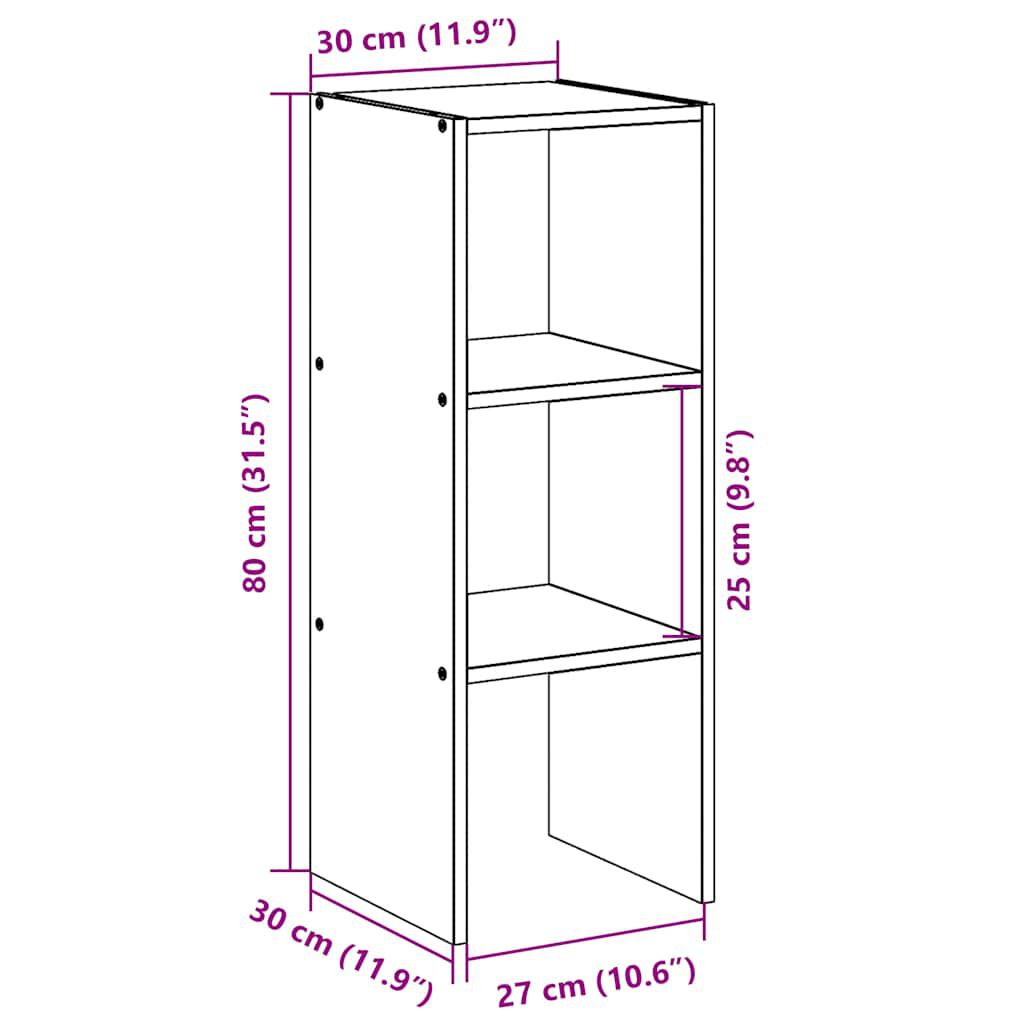 vidaXL Βιβλιοθήκη Στοιβαζόμενα Γκρι Sonoma 30x30x80 εκ. Επεξ. Ξύλο