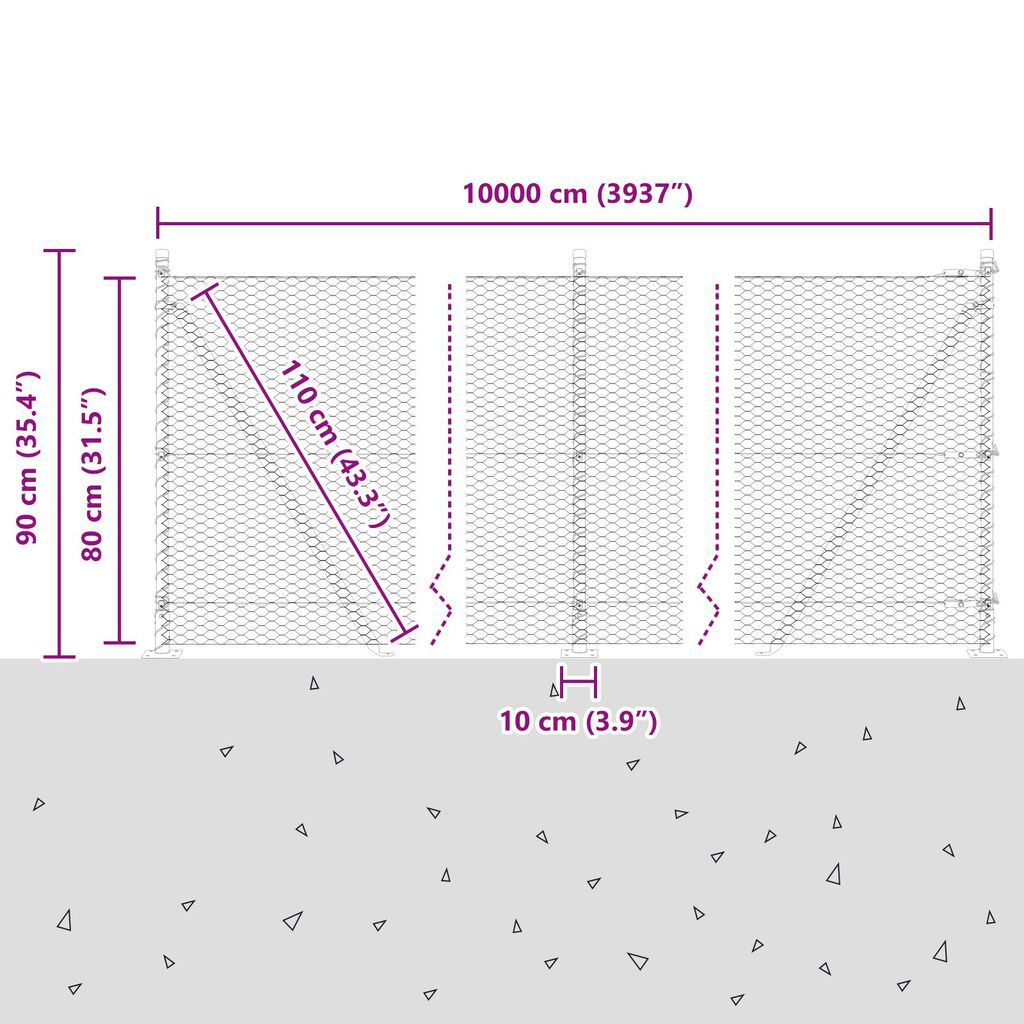Φράχτης VidaXL Εξαγωνικός Πράσινος 0.8x100 μ Χάλυβας