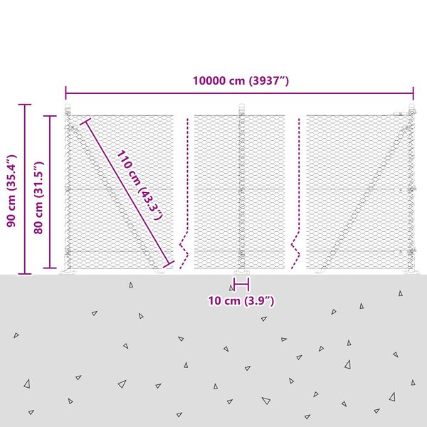 Φράχτης VidaXL Εξαγωνικός Πράσινος 0.8x100 μ Χάλυβας