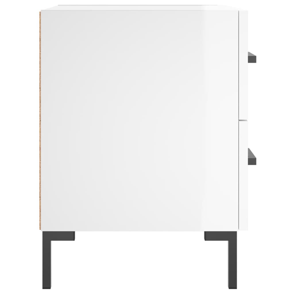 vidaXL Κομοδίνα 2 τεμ Γυαλ. Λευκό 40 x 35 x 47,5 εκ. από Επεξεργ. Ξύλο