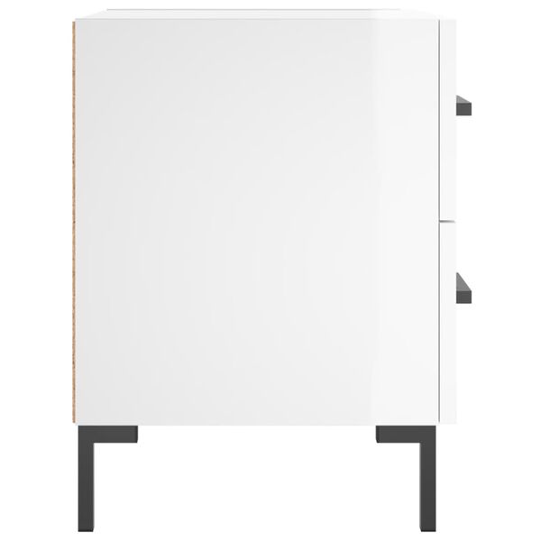 vidaXL Κομοδίνα 2 τεμ Γυαλ. Λευκό 40 x 35 x 47,5 εκ. από Επεξεργ. Ξύλο