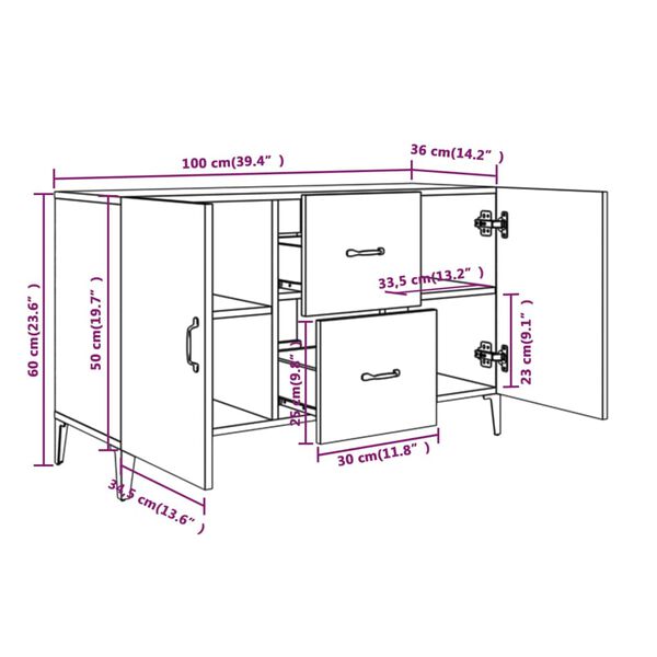 vidaXL Ντουλάπι Γυαλιστερό Λευκό 100 x 36 x60 εκ. Επεξεργασμένο Ξύλο