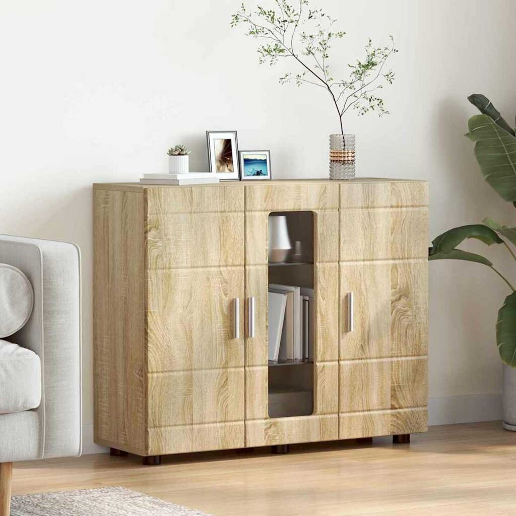 vidaXL Πλαϊνό γραφείο με ράφι με πόρτα Sonoma Δρυς 55.5 x 29 x 100 εκ