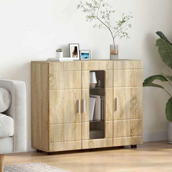 vidaXL Πλαϊνό γραφείο με ράφι με πόρτα Sonoma Δρυς 55.5 x 29 x 100 εκ