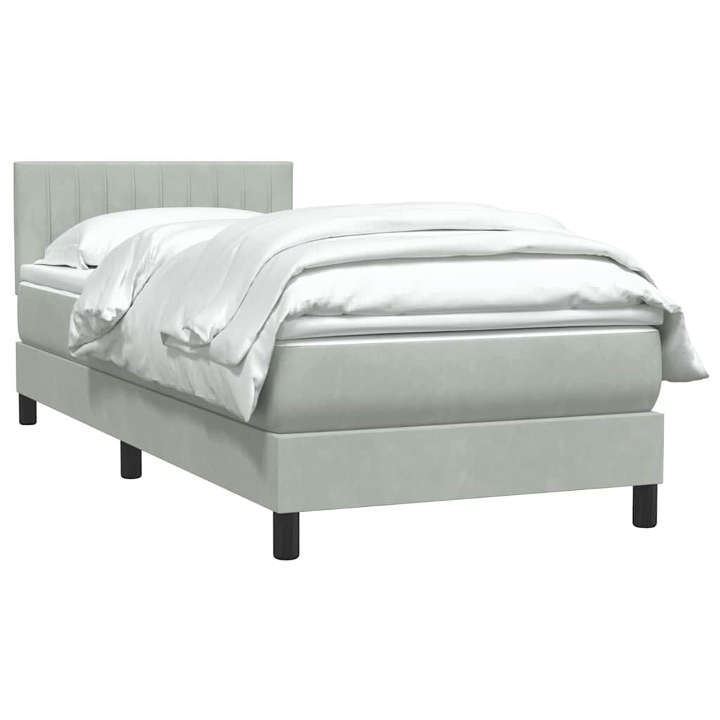vidaXL Box Spring κρεβάτι με στρώμα ανοιχτό γκρι 90x210 cm Βελούδινο