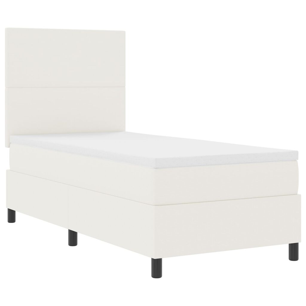 vidaXL Κρεβάτι Box Spring με Στρώμα Κρέμα Μονοκέφαλο Υλικό Βελούδου