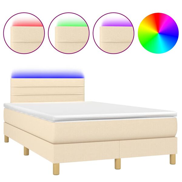 vidaXL &Kappa;&rho;&epsilon;&beta;ά&tau;&iota; Boxspring &mu;&epsilon; &Sigma;&tau;&rho;ώ&mu;&alpha; & LED &Kappa;&rho;&epsilon;&mu; 120x190 &epsilon;&kappa;. &Upsilon;&phi;&alpha;&sigma;&mu;ά&tau;&iota;&nu;&omicron;