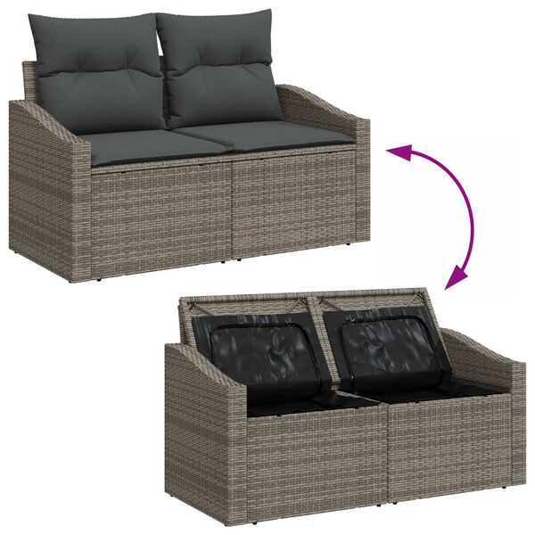 vidaXL Σετ Καναπέ Κήπου Ρυθμιζόμενο ύψος 9 pcs Γκρι συνθετικό ρατάν