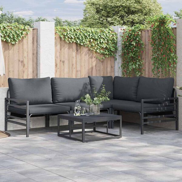 vidaXL Σετ Καναπέ Κήπου με μαξιλάρι 4 pcs Ανθρακί Ατσάλι