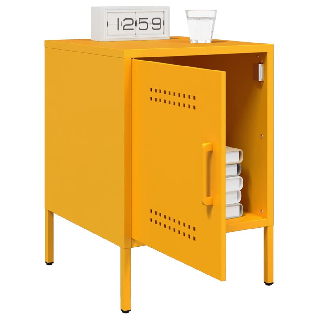 vidaXL Κομοδίνο Μουσταρδί 36x39x50,5 εκ. από Χάλυβα