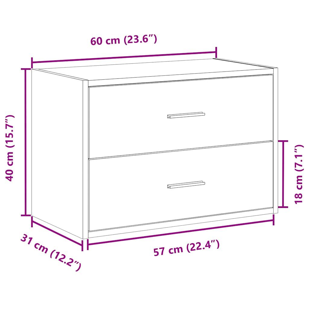 vidaXL Ντουλάπι με 2 συρτάρια Καφέ Δρυς 60x31x40 εκ. από Επεξ. Ξύλο