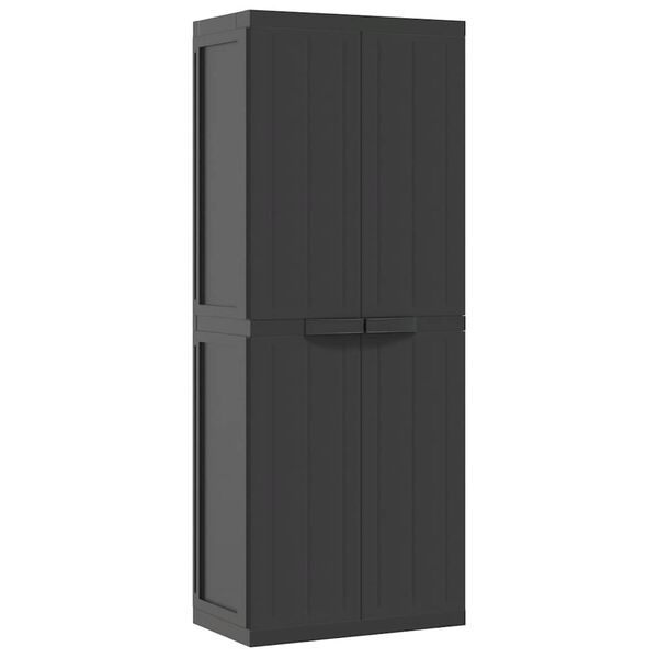 vidaXL Ντουλάπι Αποθ. Εξ. Χώρου Μαύρο 65x37x165εκ. Πολυπροπυλένιο