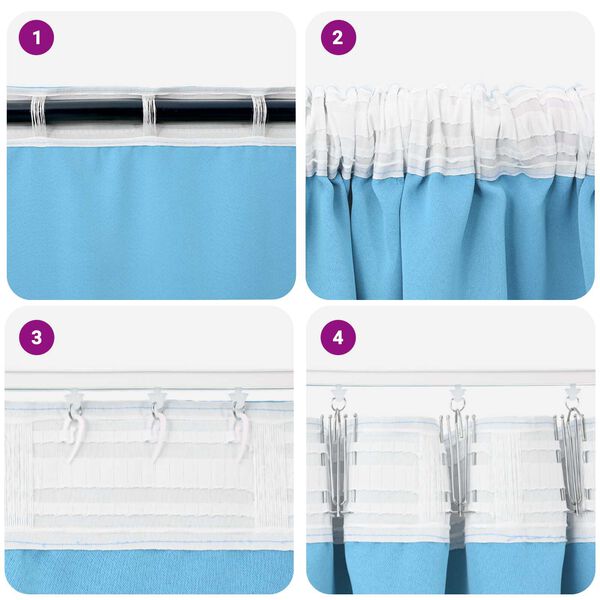 vidaXL Κουρτίνες με κουρτίνες 2 pcs Γαλάζιο 140 x 140 cm Πολυεστέρας