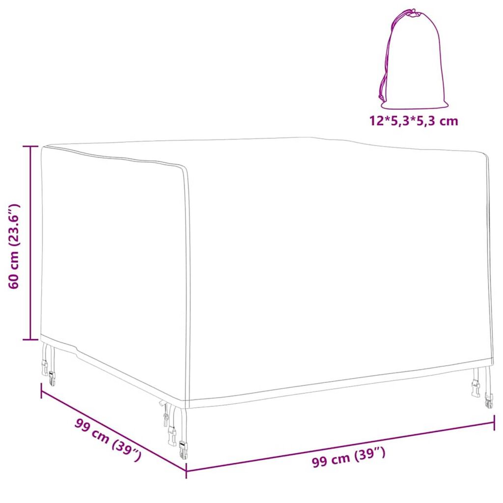 vidaXL Κάλυμμα επίπλων εξωτερικού χώρου 99 x 99 x 60 εκ
