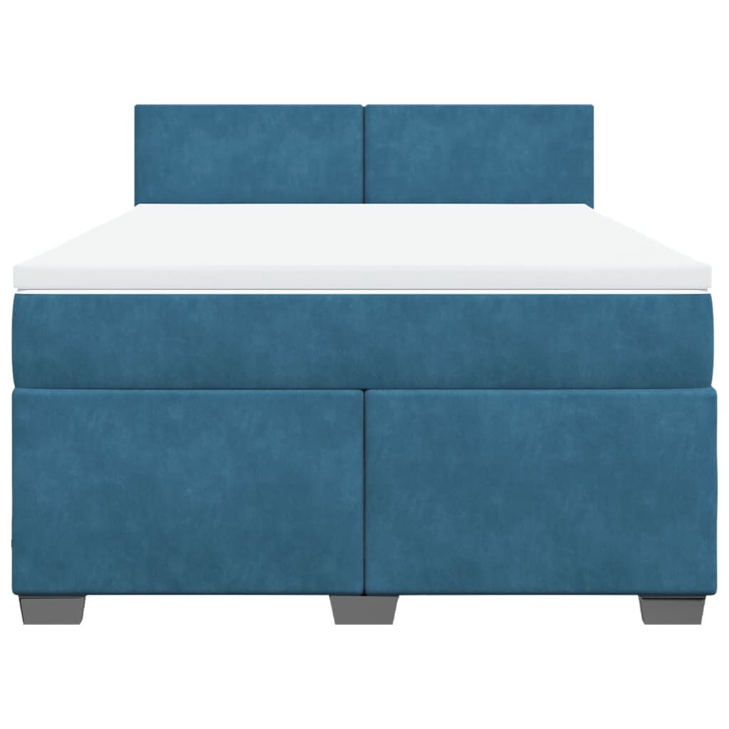 vidaXL Κρεβάτι Boxspring με Στρώμα Μπλε 140x200 εκ. Βελούδινο