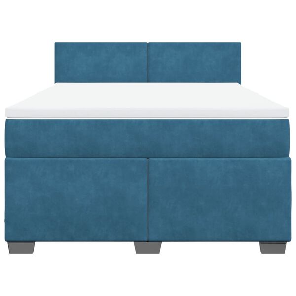 vidaXL Κρεβάτι Boxspring με Στρώμα Μπλε 140x200 εκ. Βελούδινο