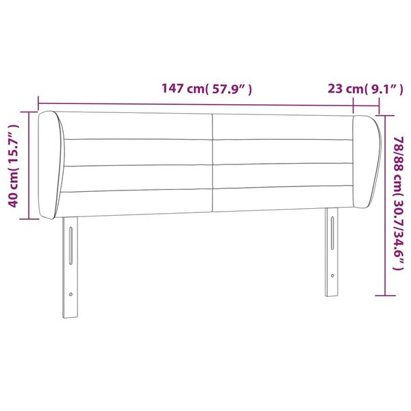 vidaXL Κεφαλάρι με Πτερύγια Μαύρο 147x23x78/88 εκ. Βελούδινο