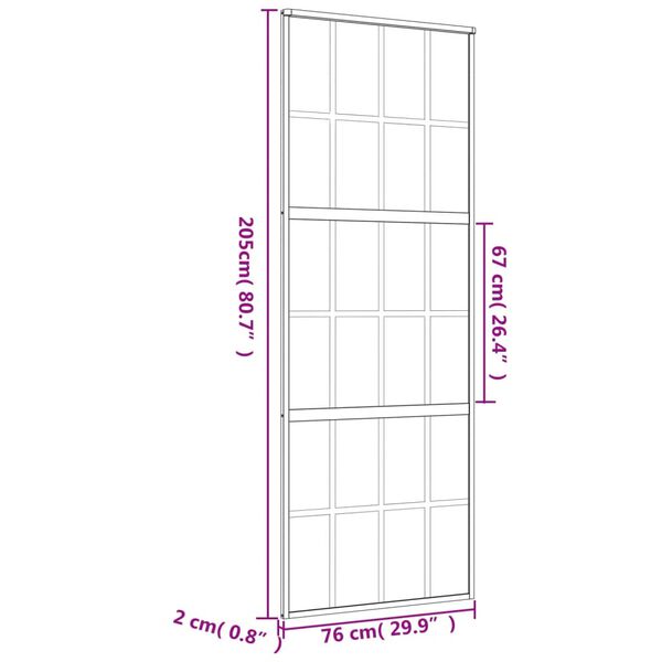 vidaXL Συρόμενη Πόρτα Χρυσή 76x205 εκ. από Αμμοβολή ESG και Αλουμίνιο