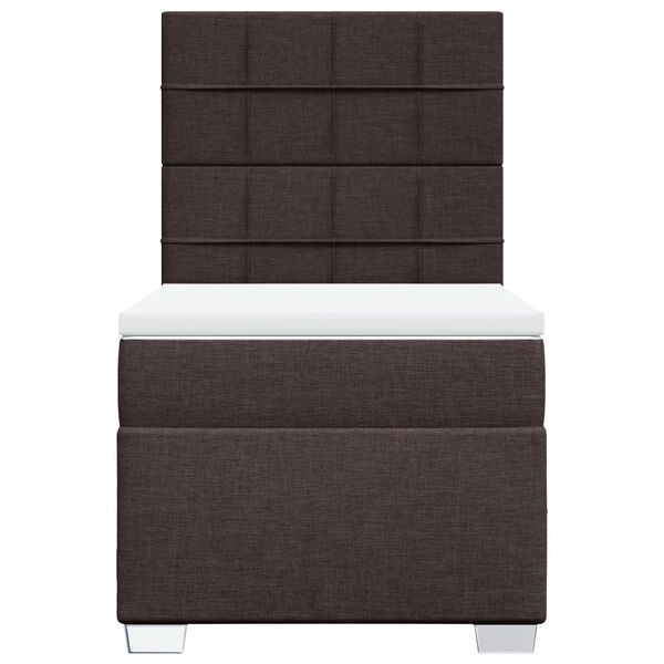 vidaXL Κρεβάτι Boxspring με Στρώμα Σκούρο Καφέ 80x200 εκ. Υφασμάτινο
