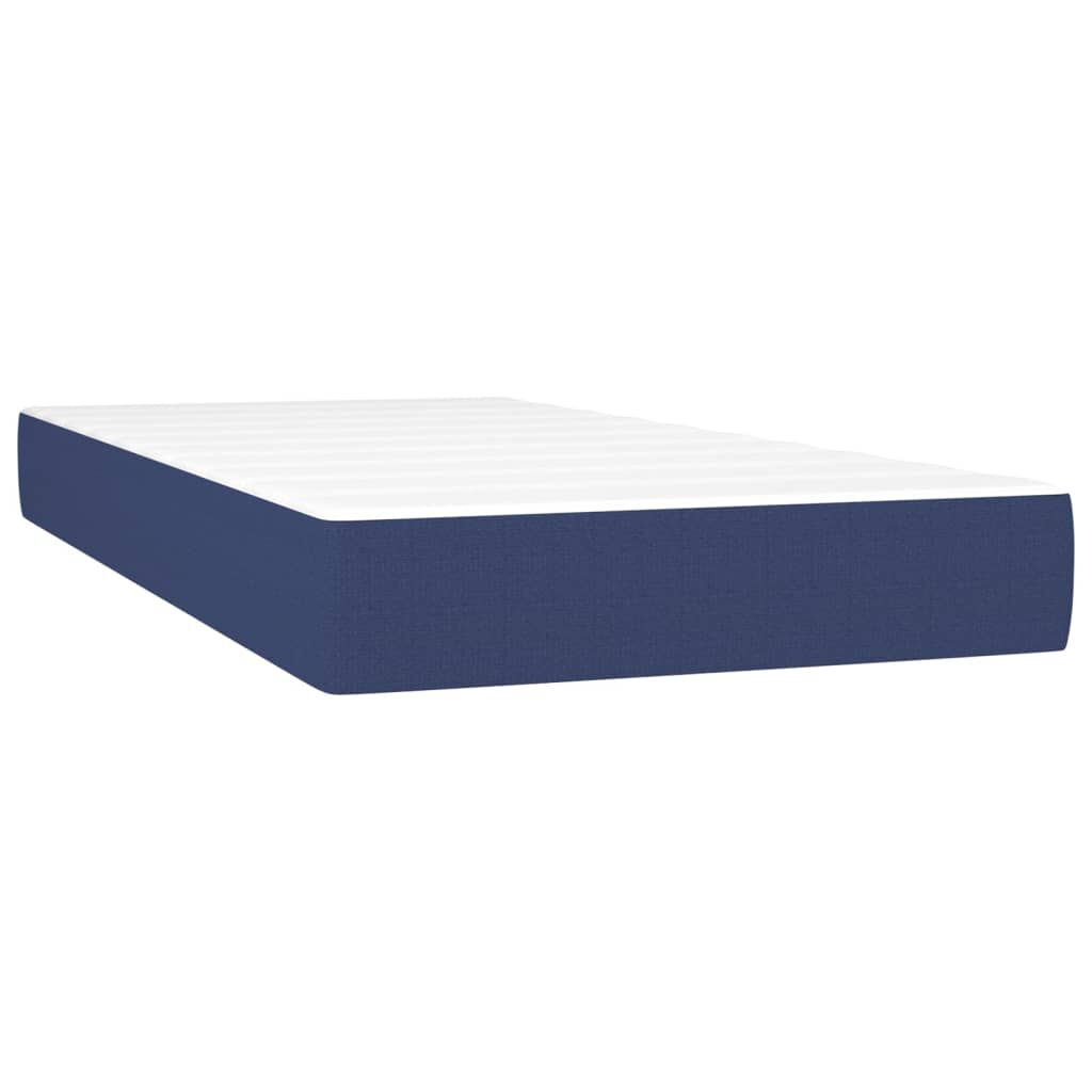 vidaXL Κρεβάτι Boxspring με Στρώμα Μπλε 90x190 εκ.Υφασμάτινο