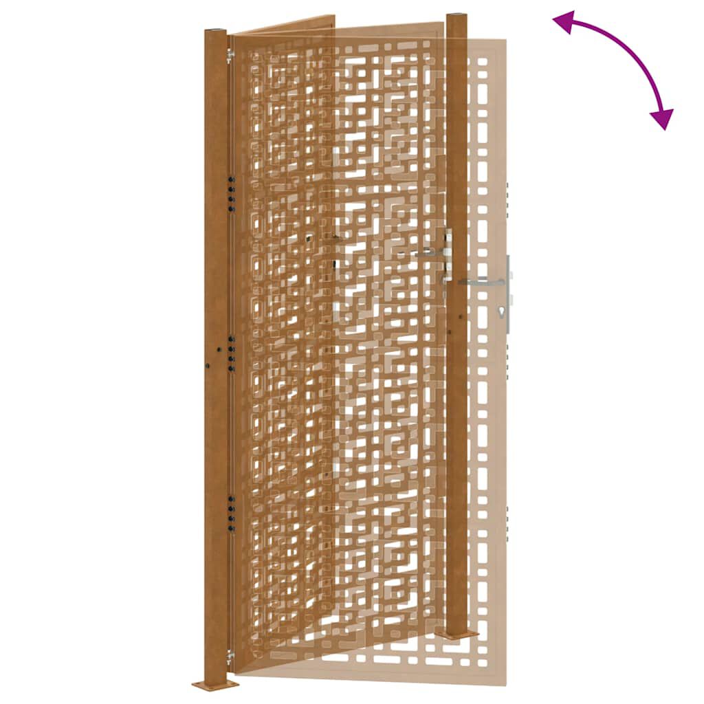 vidaXL Πύλη κήπου 105x205 cm Σταυρός σχεδιασμού από διαβρωμένο χάλυβα