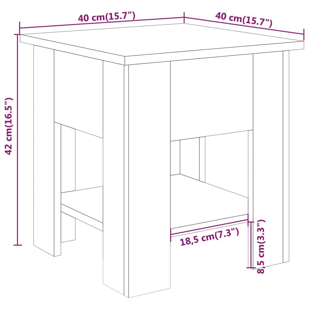 vidaXL Τραπεζάκι Σαλονιού Καφέ Δρυς 40 x 40 x 42 εκ από Επεξ. Ξύλο