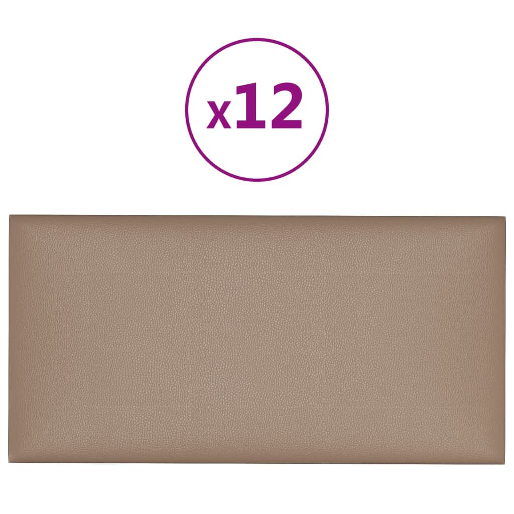 vidaXL Πάνελ Τοίχου 12 τεμ. Καπουτσίνο 30x15 εκ. 0,54 μ² Συνθ. Δέρμα