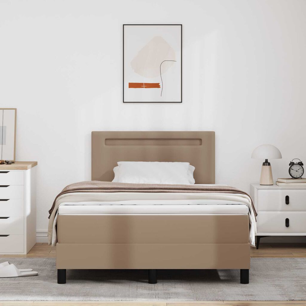 vidaXL Κρεβάτι με Στρώμα Cappuccino, 120x200 εκ, Τεχνητό Δέρμα