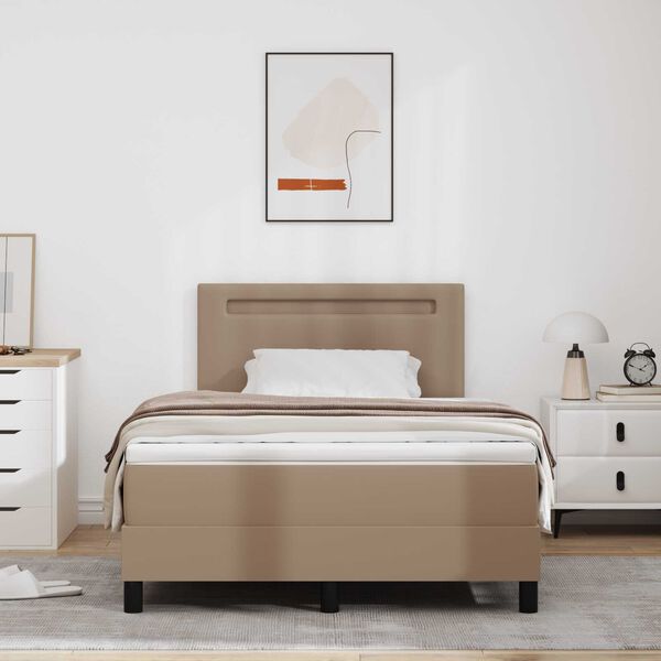 vidaXL Κρεβάτι με Στρώμα Cappuccino, 120x200 εκ, Τεχνητό Δέρμα