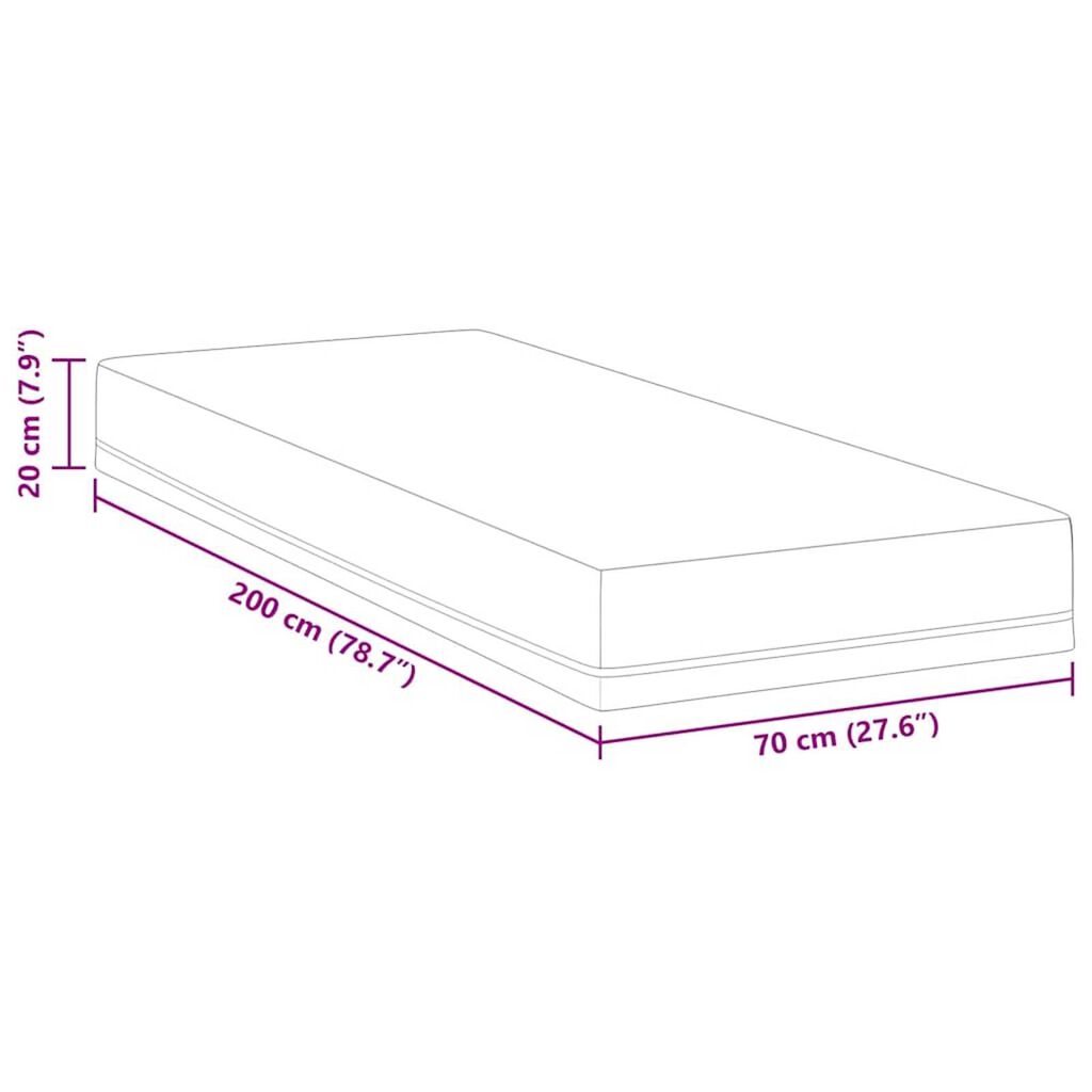 vidaXL Στρώμα Λευκό, Μπλε 70 x 200 cm Pěna