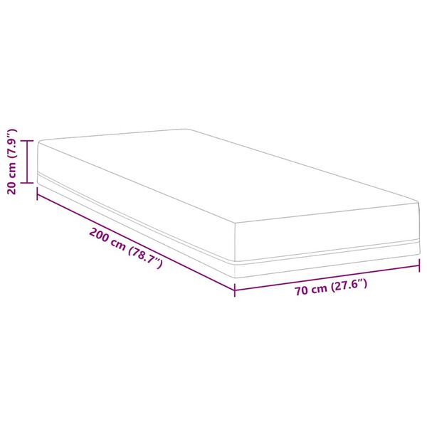 vidaXL Στρώμα Λευκό, Μπλε 70 x 200 cm Pěna