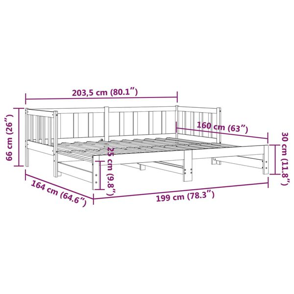 vidaXL Καναπές Κρεβάτι Συρόμενος Λευκός 80 x 200 εκ. Μασίφ Ξύλο Πεύκου