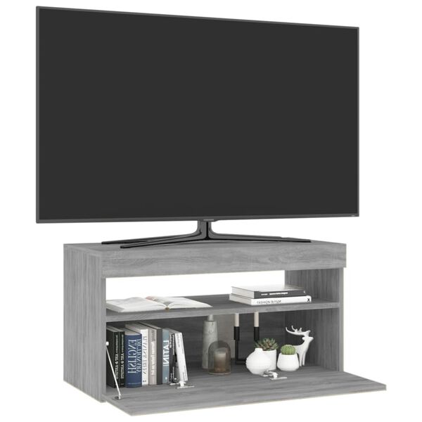 vidaXL Έπιπλο Τηλεόρασης με LED Γκρι Sonoma 75 x 35 x 40 εκ.