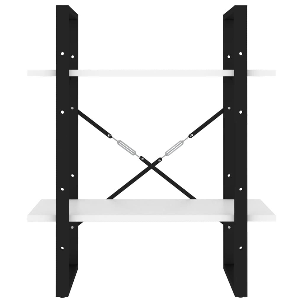 vidaXL Βιβλιοθήκη με 2 Ράφια Λευκή 60 x 30 x 70 εκ. από Επεξ. Ξύλο