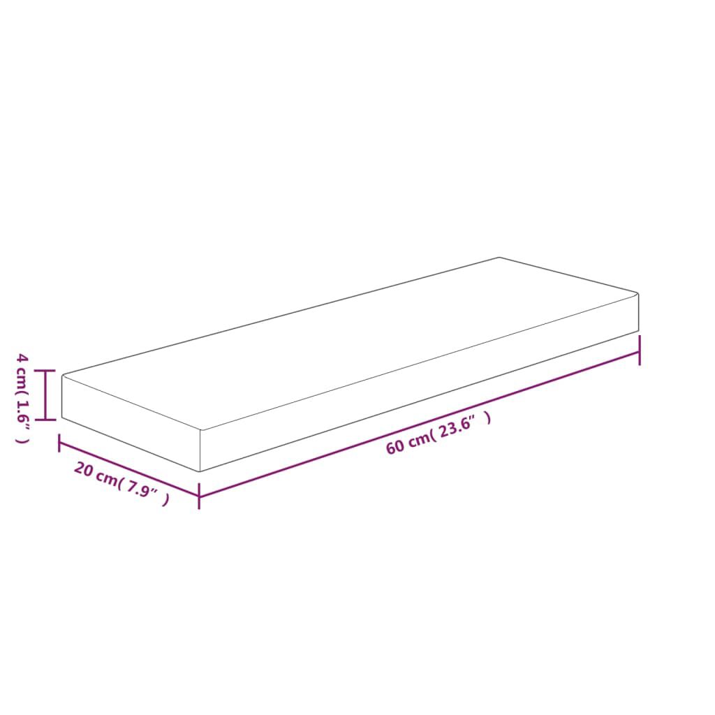 vidaXL Ράφι 60x20x4 εκ. από Ακατέργαστο Μασίφ Ξύλο Δρυός