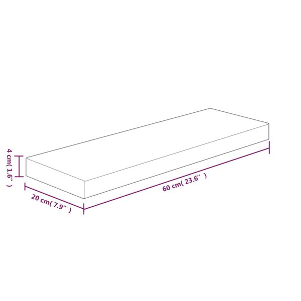 vidaXL Ράφι 60x20x4 εκ. από Ακατέργαστο Μασίφ Ξύλο Δρυός