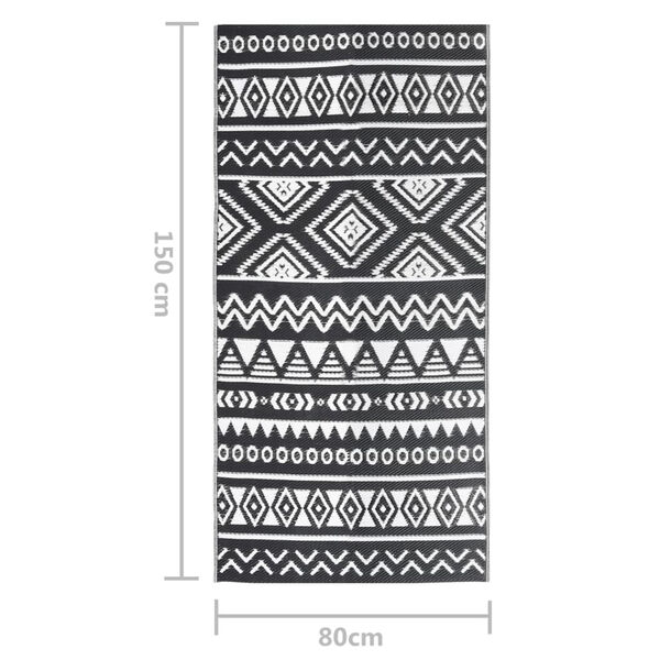 vidaXL Χαλί εξωτερικού χώρου ARAKIL Μαύρο 80x150 cm PP