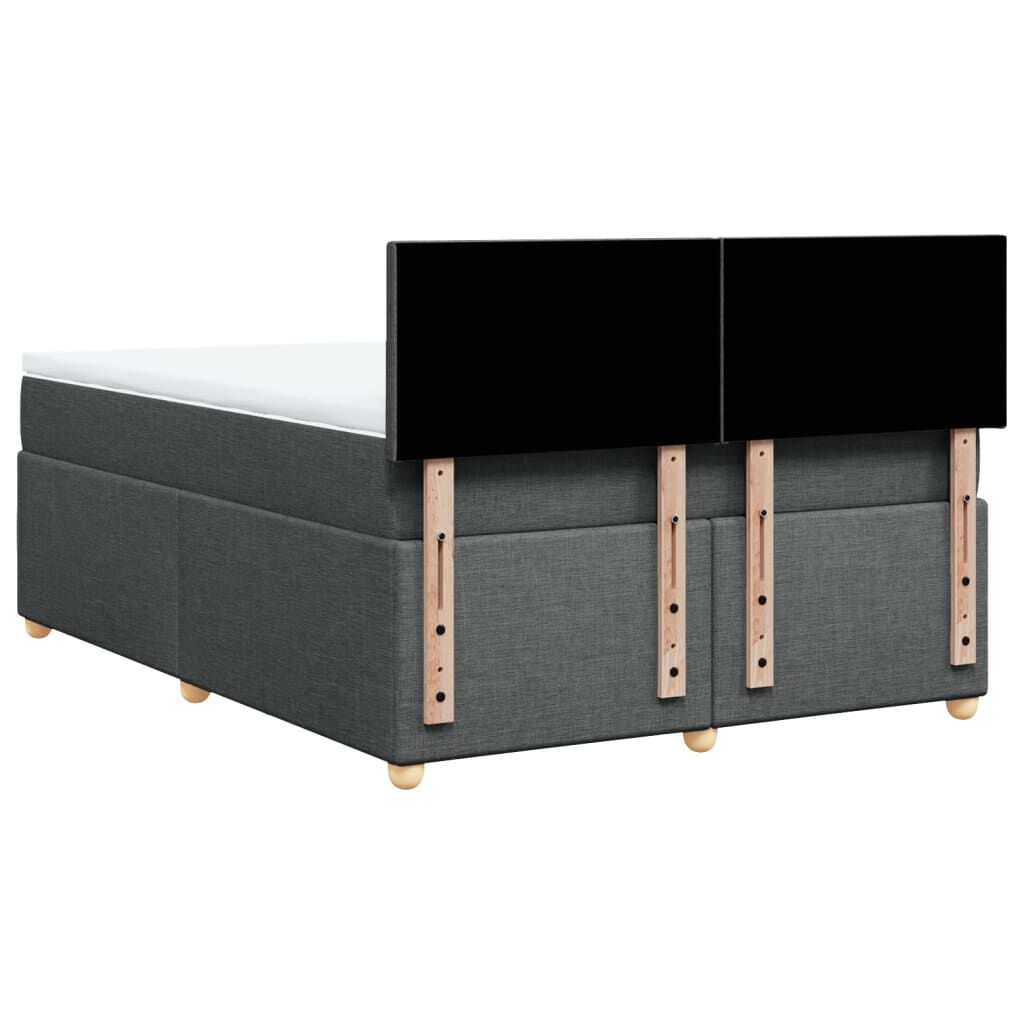 vidaXL Κρεβάτι Boxspring με Στρώμα Σκούρο Γκρι 140x190 εκ. Υφασμάτινο