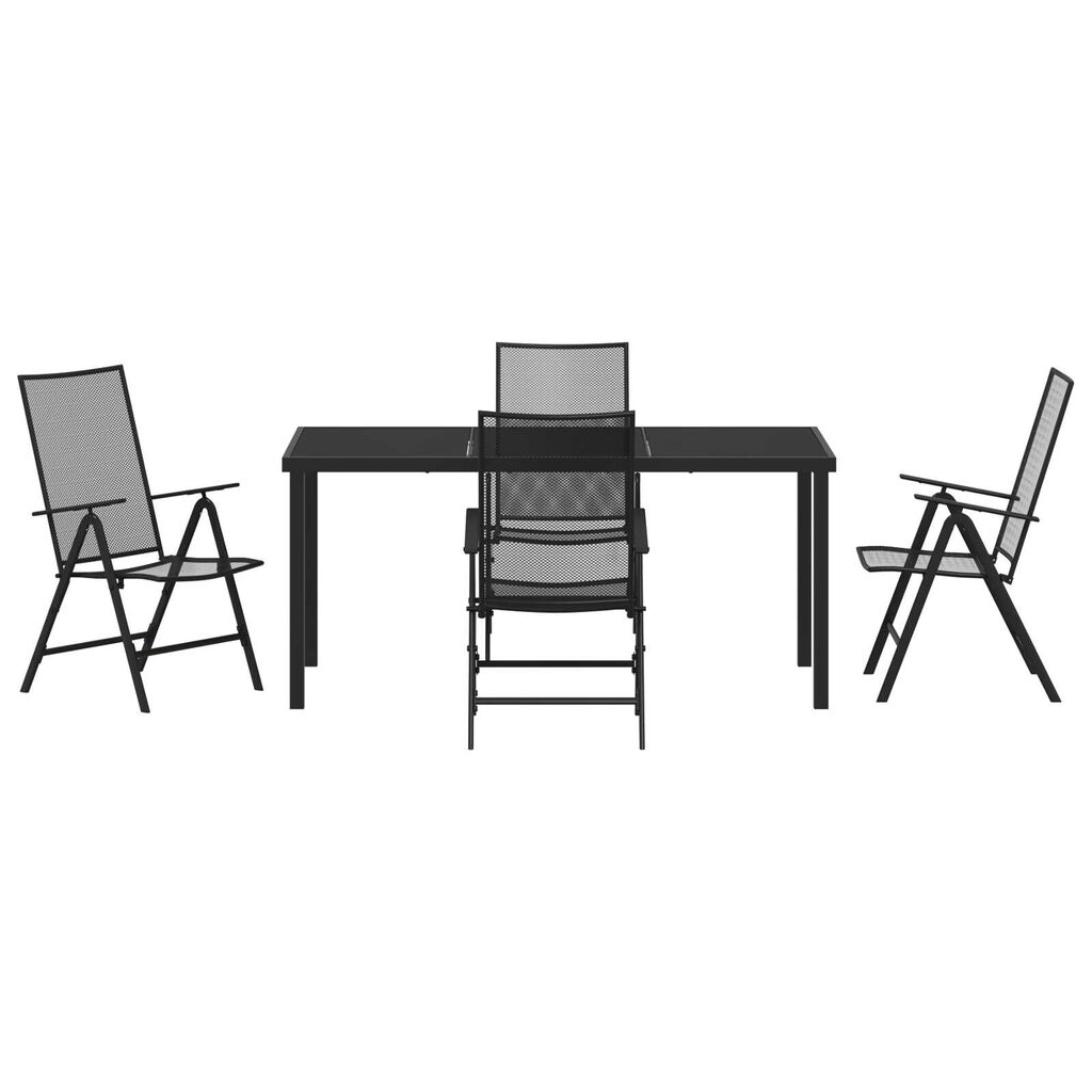 vidaXL Σέτ φαγητού για κήπο Πτυσσόμενος 5 pcs Ανθρακί Ατσάλι