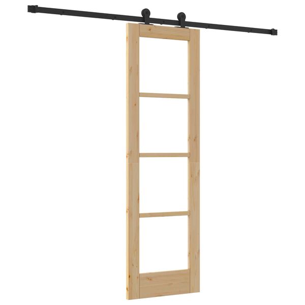 vidaXL Συρόμενη Πόρτα Καφέ 61 x 198.5 εκ. Ξύλο και μέταλλο