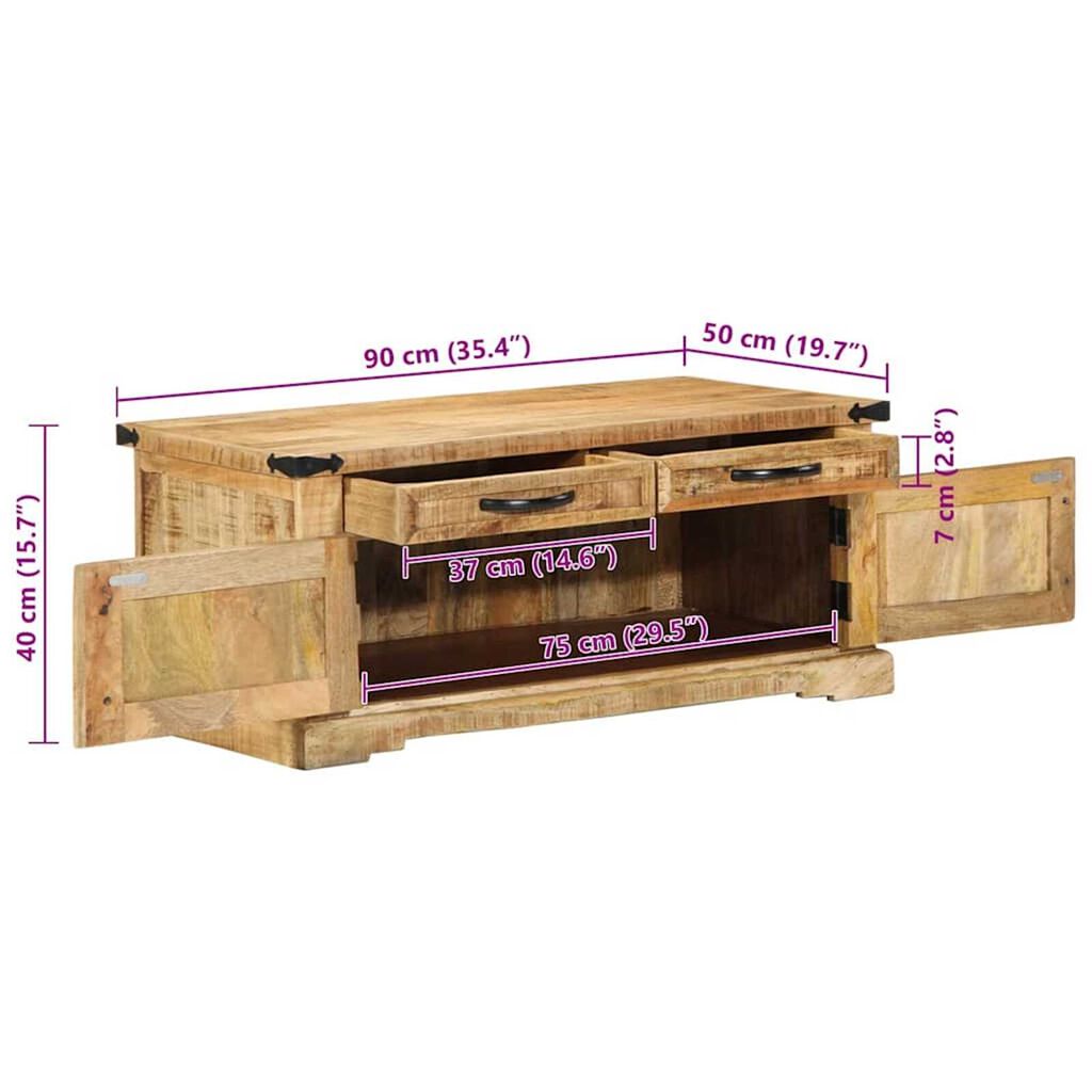 vidaXL Τραπεζάκι Σαλονιού 90x50x40 εκ. Μασίφ Ξύλο Ρουστίκ Μάνγκο