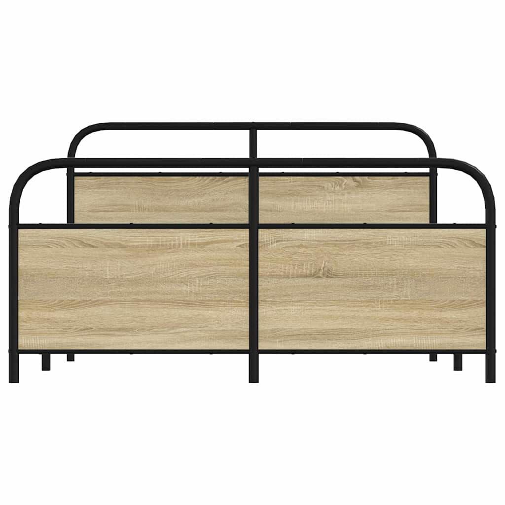 vidaXL Σκελετός Κρεβ. Χωρίς Στρώμα Sonoma Δρυς 150x200 εκ. Μεταλλικό
