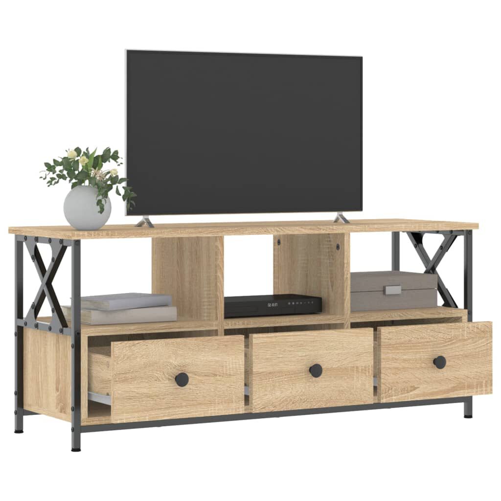 vidaXL Έπιπλο Τηλεόρασης Sonoma Δρυς 102x33x45 εκ. Επεξ. Ξύλο/Σίδερο