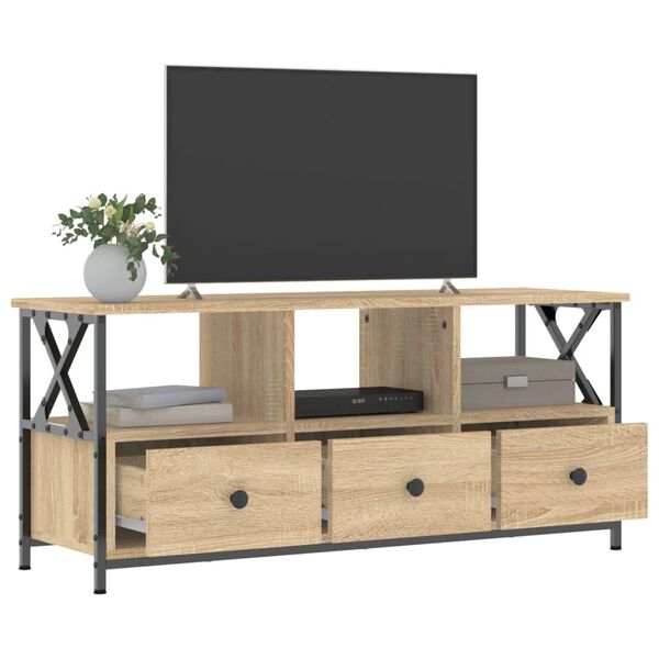 vidaXL Έπιπλο Τηλεόρασης Sonoma Δρυς 102x33x45 εκ. Επεξ. Ξύλο/Σίδερο