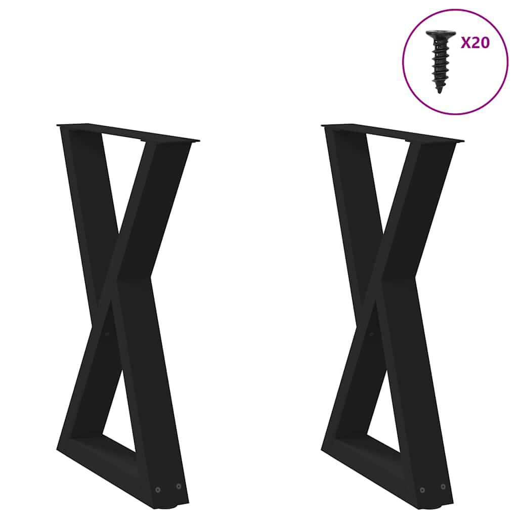 vidaXL Πόδια τραπεζαρίας 2 τεμάχια Μαύρο 60x(72-73,3) cm Ατσάλι