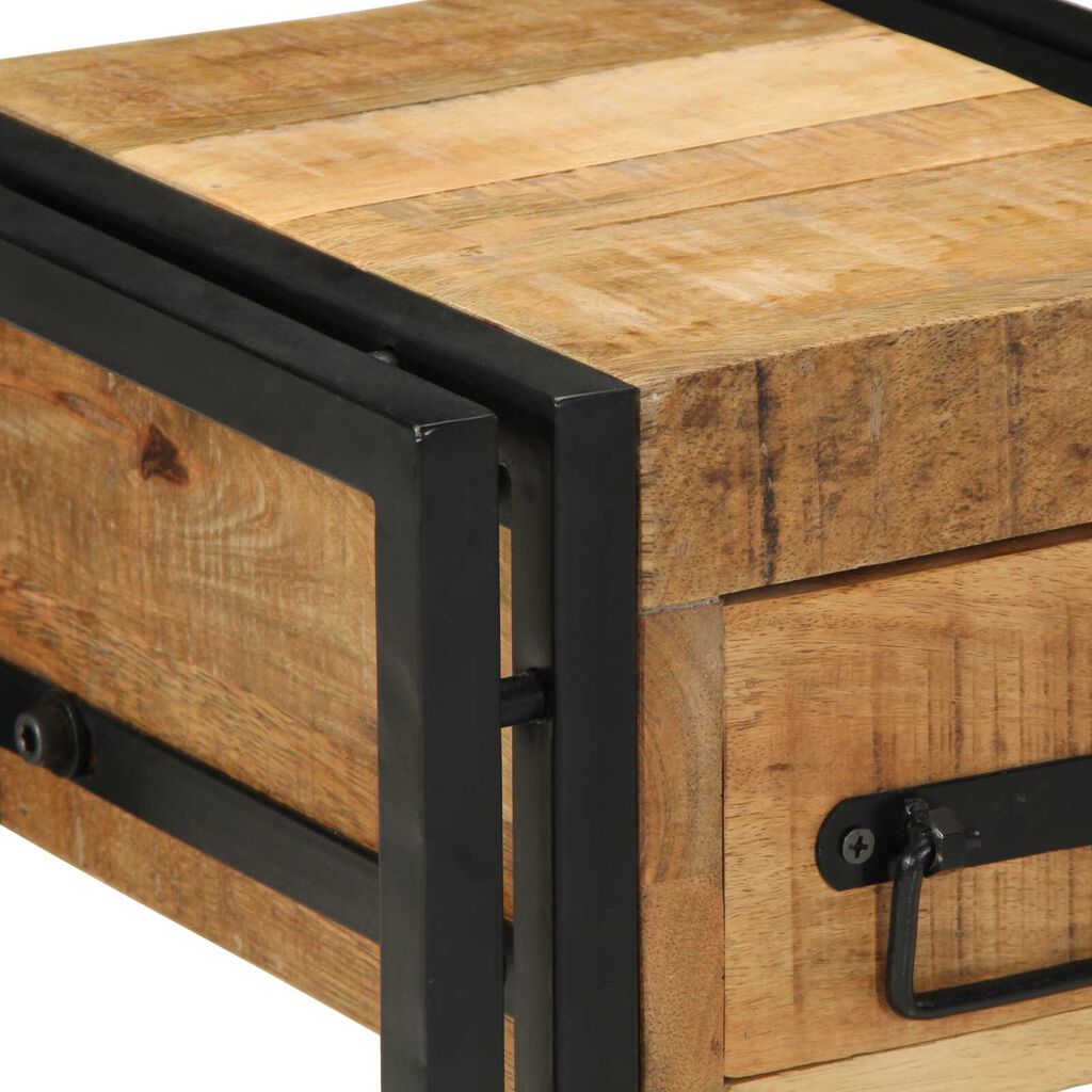 vidaXL Τραπέζι με Συρτάρι Μαύρο 30x30x40 εκ Μασίφ Ξύλο Μάνγκο