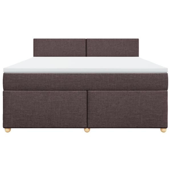 vidaXL Κρεβάτι Boxspring με Στρώμα Σκούρο Καφέ 180x200 εκ Υφασμάτινο