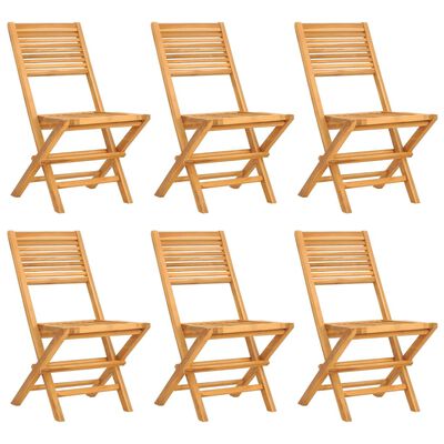 vidaXL Καρέκλες Κήπου Πτυσσόμενες 6 τεμ. 47x62x90 εκ. Μασίφ Ξύλο Teak
