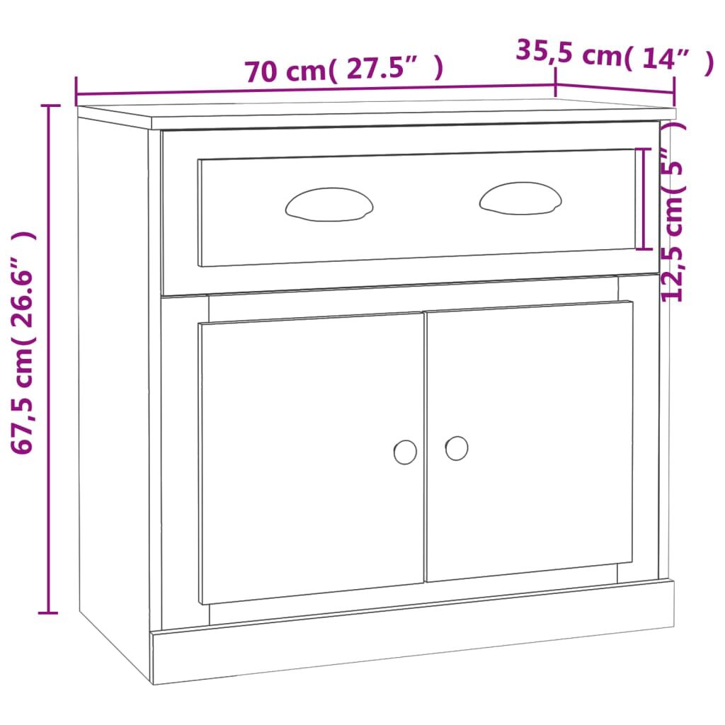 vidaXL Μπουφές Γκρι Σκυροδέματος 70x35,5x67,5 εκ. Επεξεργασμένο Ξύλο