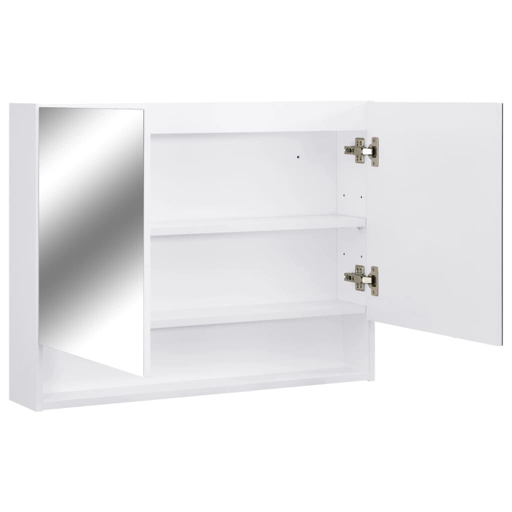 vidaXL Καθρέφτης Μπάνιου με Ντουλάπι / LED Λευκό 80 x 15 x 60 εκ. MDF